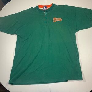 Vintage 90s Starter Miami Hurricanes Mens T Shirt Size Large Made In USA Green